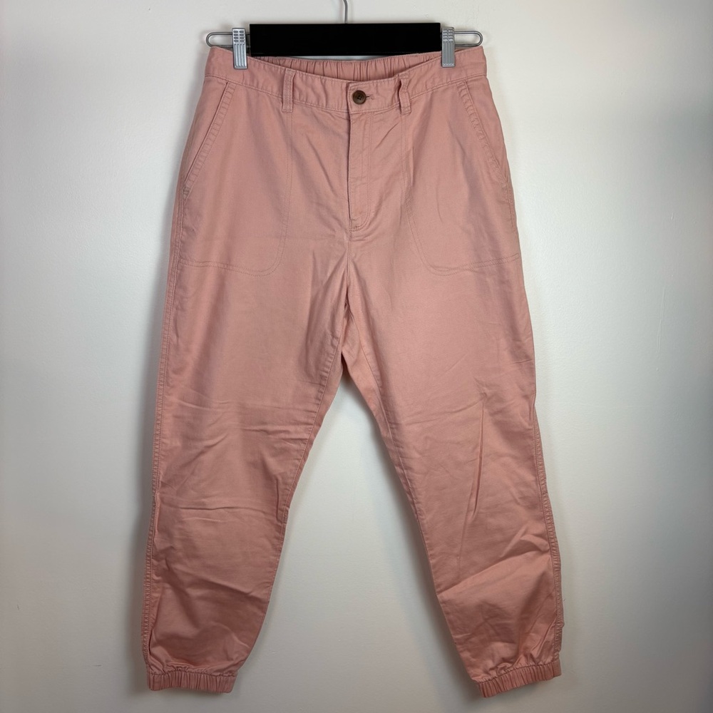 Gap Women Dark Pink Girlfriend Jogger Pants Elastic Waist Utility Size 10